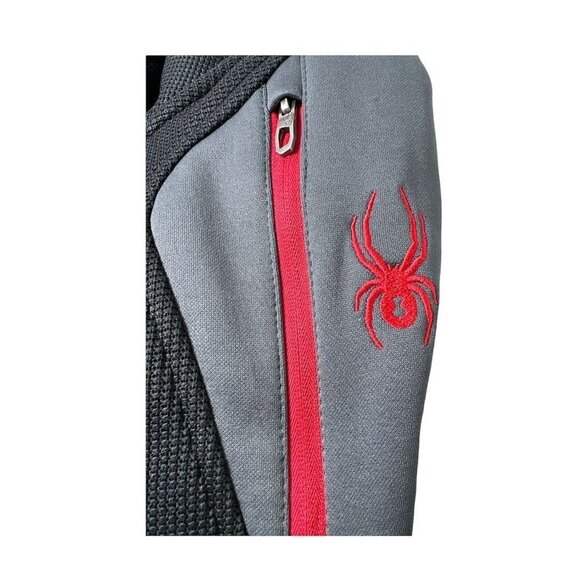 Spyder Mens Black Red Full Zip Pockets Knit Track Jacket Activewear Sz L New - Picture 6 of 10